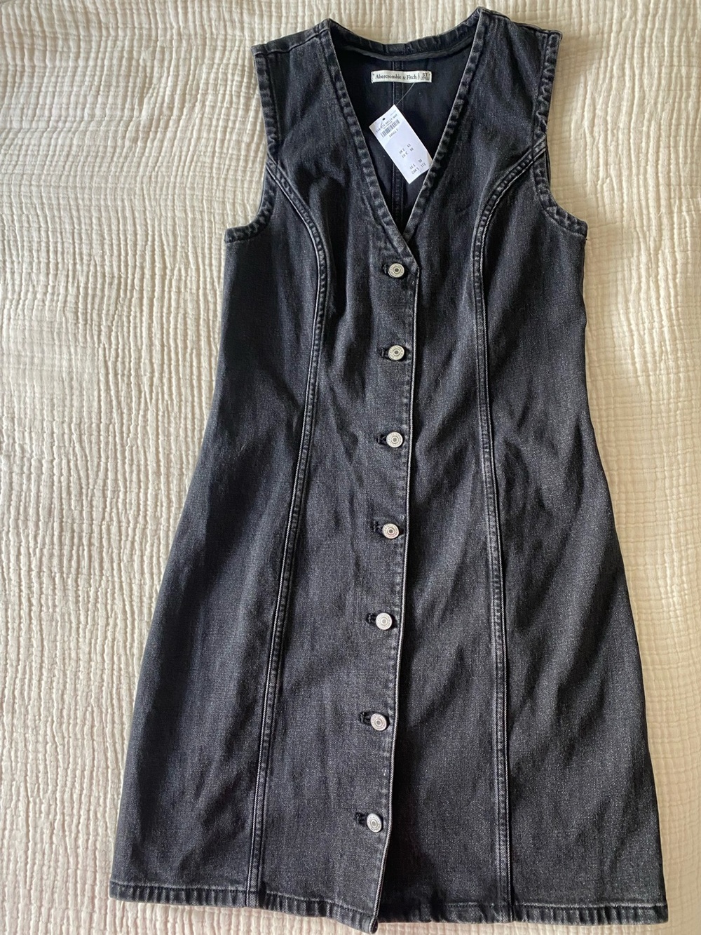 Abercrombie & Fitch Black Denim Button Front Mini Dress NWT Size Small Tall